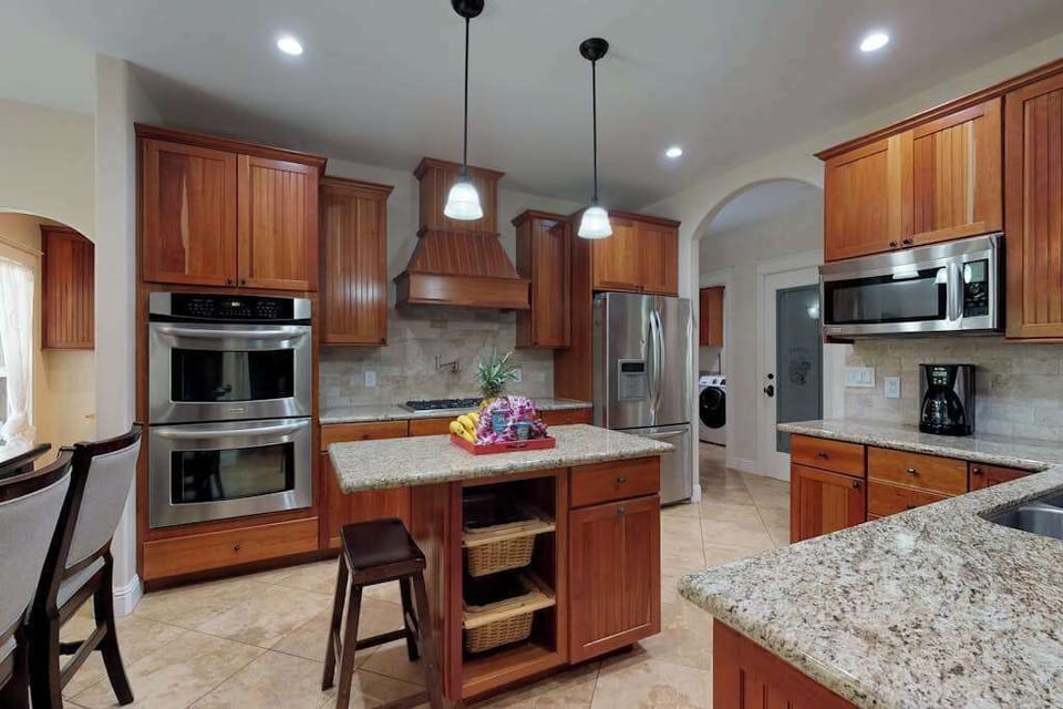 Large open remodeled stainless steel kitchen.  Fully stocked and ready for the chef in you.