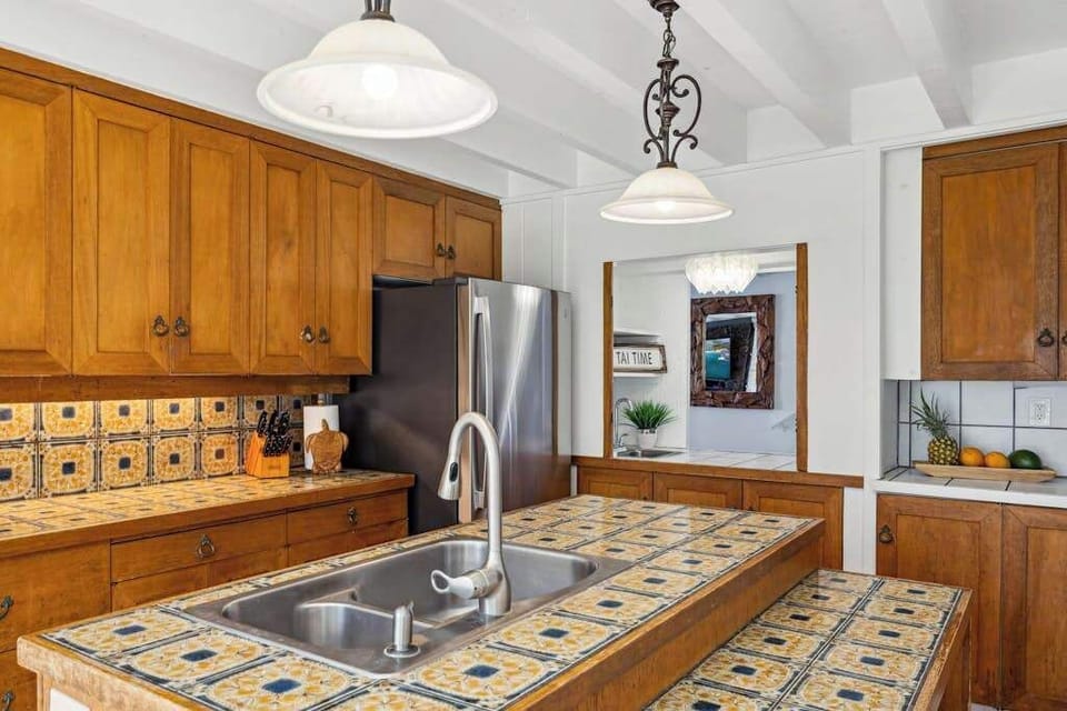 Fabulously upgraded kitchen with large island for extra counter space.