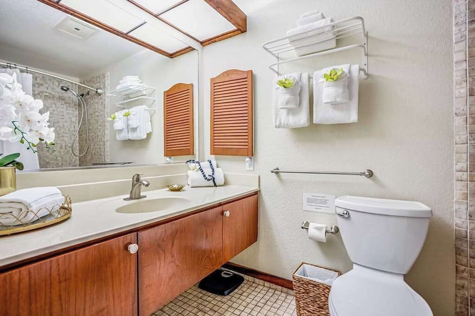 Master bathroom with tub/shower combo.