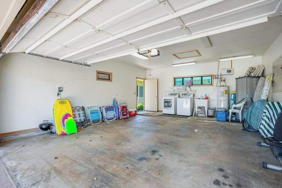Spacious Garage With Beach Gear Storage
