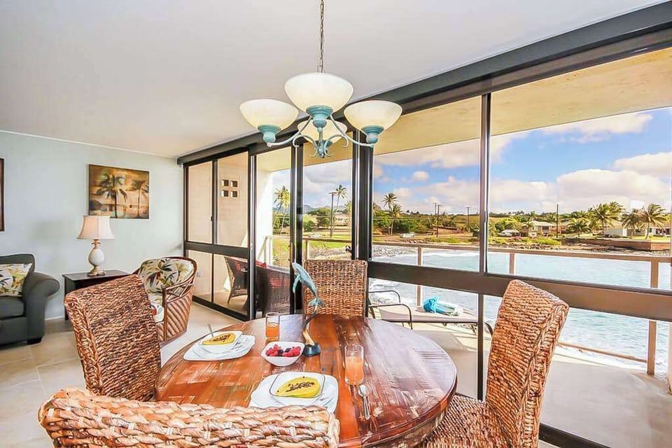 Dining room table with seating for four - perfect for a nice dinner in or a game night.