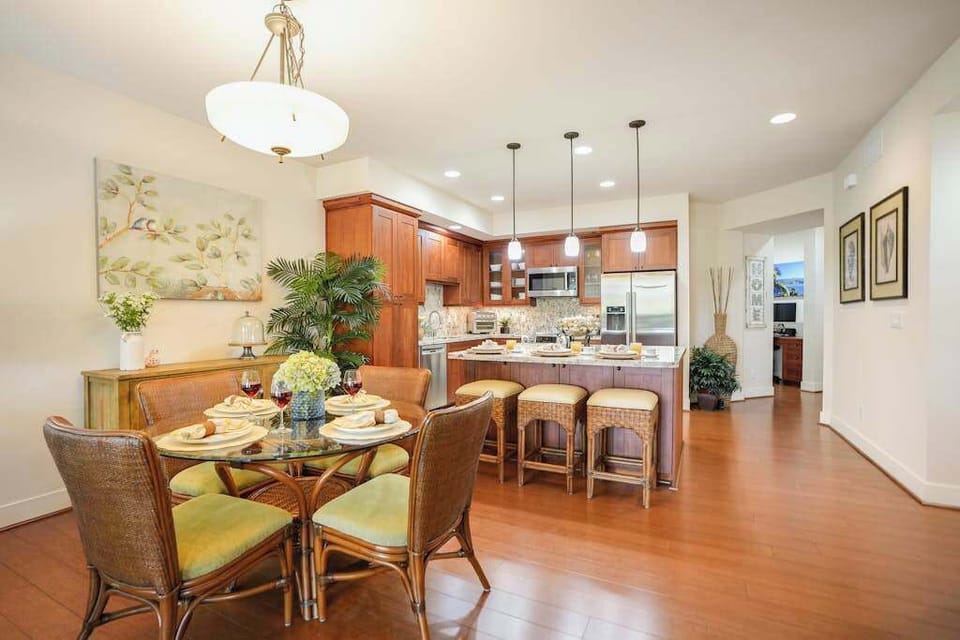 Elegant Dining Beside A Gourmet Kitchen