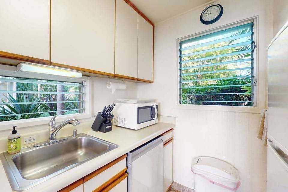 Functional kitchen featuring modern appliances and natural light.