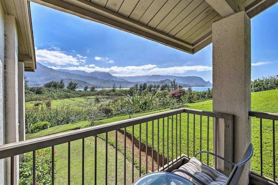 Enjoy fresh island breezes and sweeping mountain views from balcony