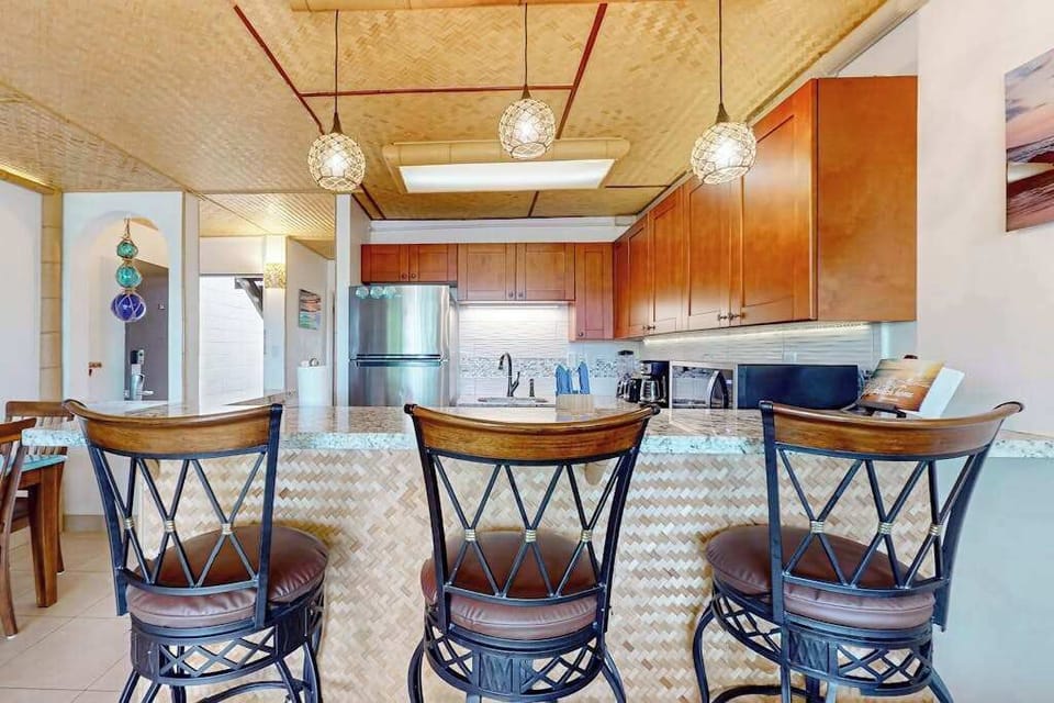Kitchen with bar seating for four
