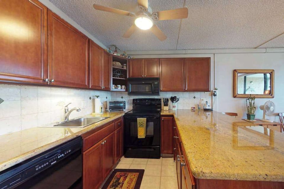 Warm wood kitchen with plenty of prep space