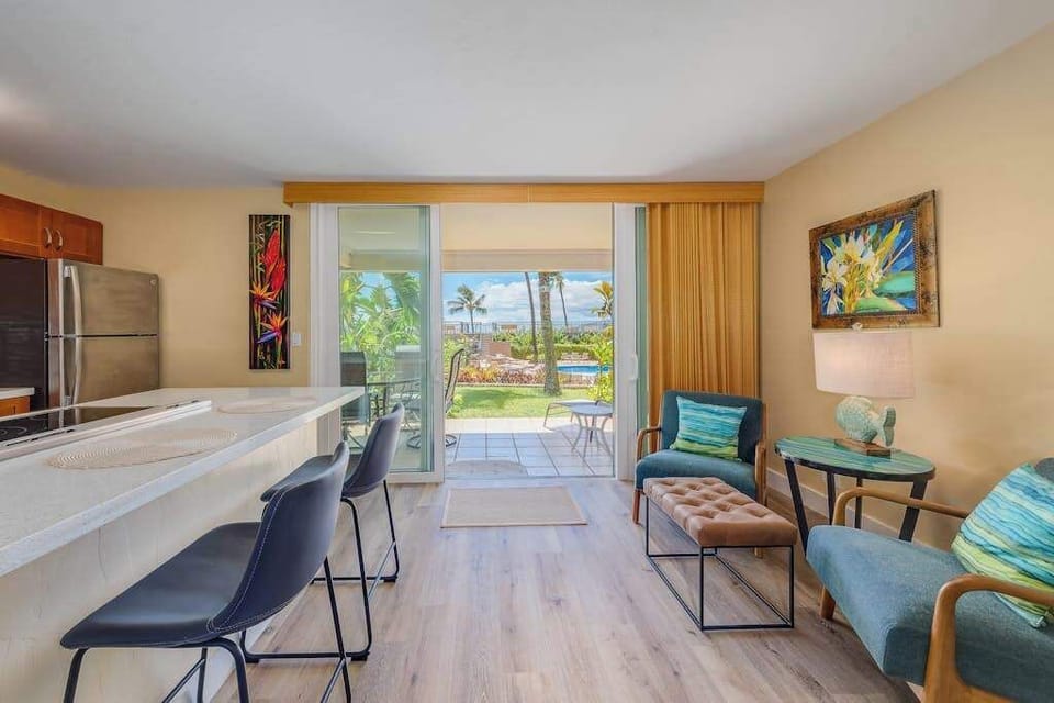 Open dining area with sliding doors that let in fresh island breezes.