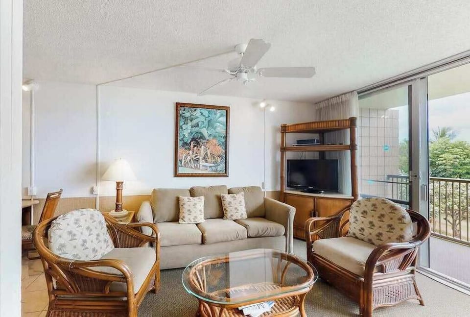 Relax in the bright living room with beautiful ocean views