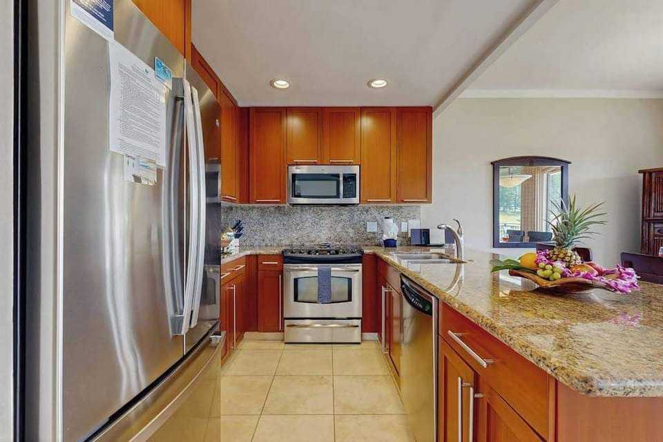 Step into the full kitchen and curb appetites with favorite recipes prepared using the stainless steel appliances and utensils provided.