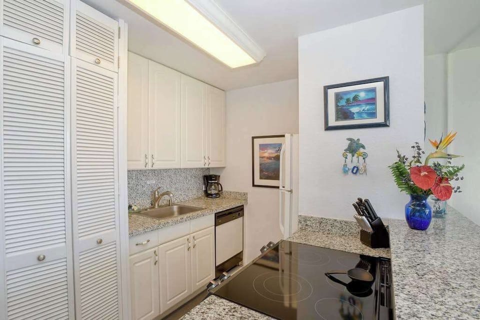 Fully stocked kitchen for all of your chef's needs.