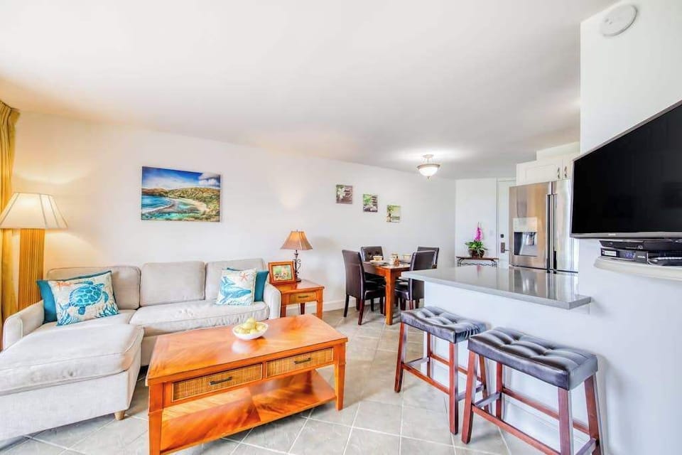Spacious living area perfect for relaxing after a day at the beach