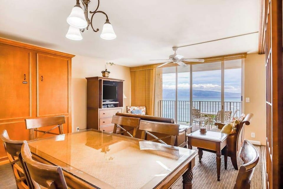 Dining Area With Ocean View Backdrop
