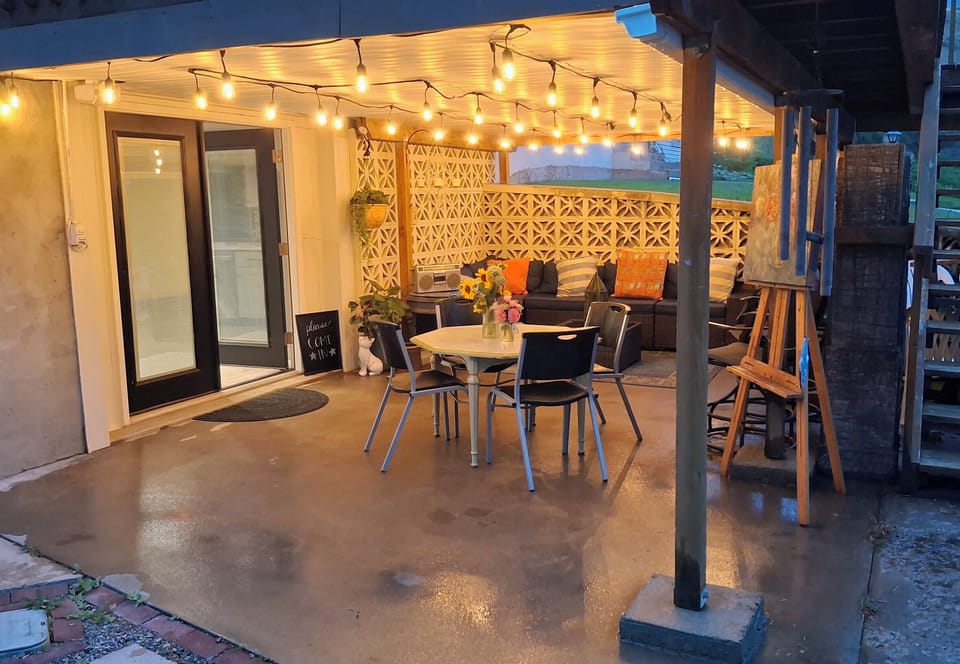Lighted outside patio