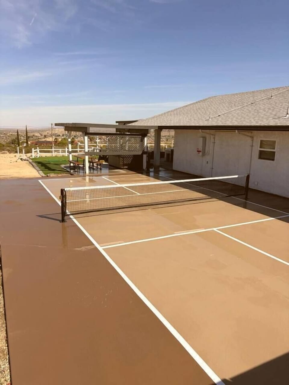 Private pickleball court with scenic desert views, perfect for morning matches or sunset play.