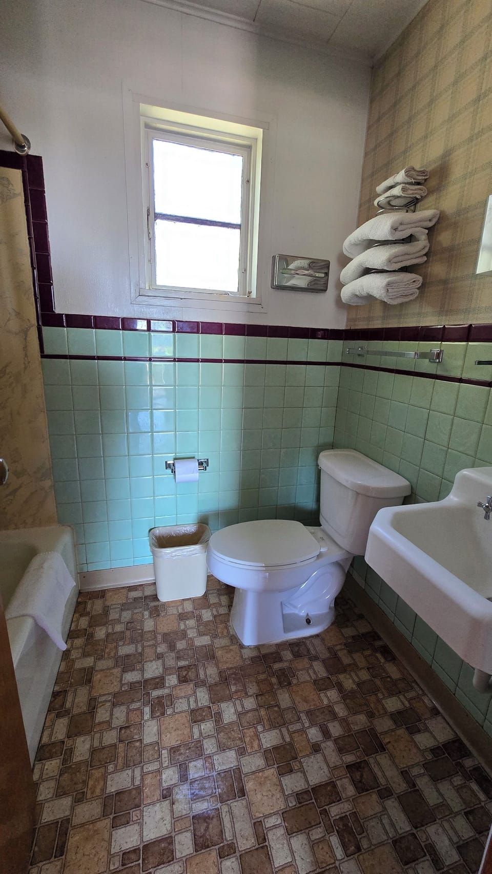 Bathtub, towels, soap, shampoo