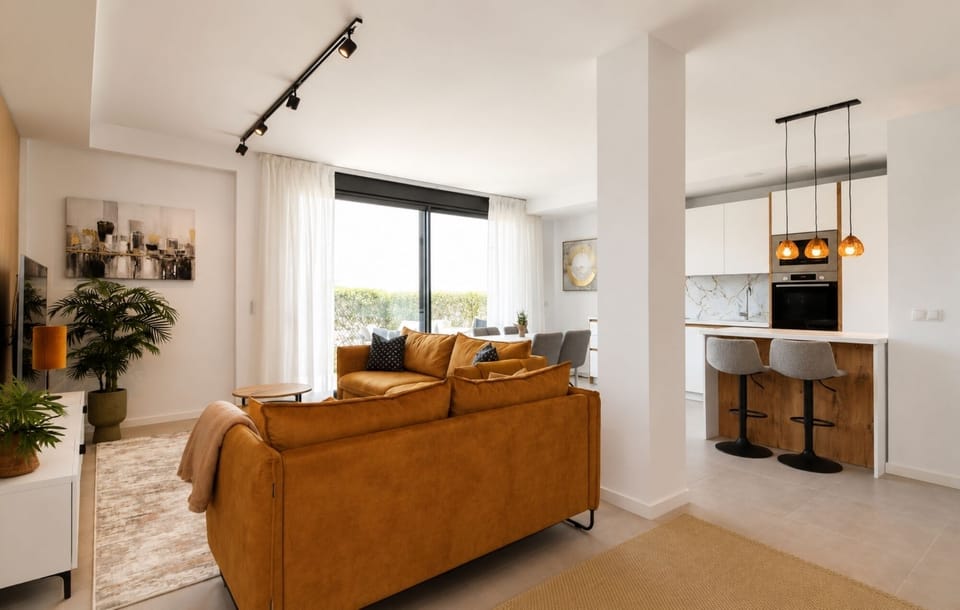 Living area & dining