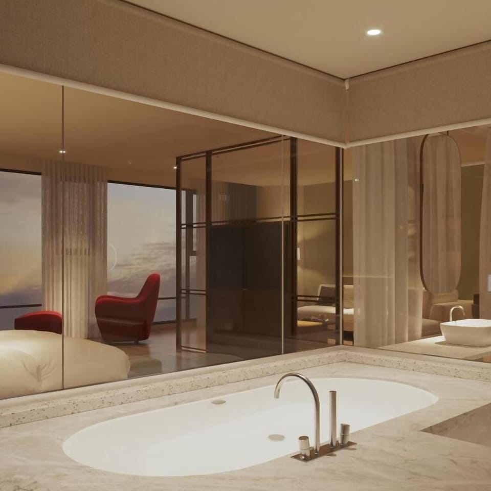Hair dryer, bathrobes, slippers, bidet