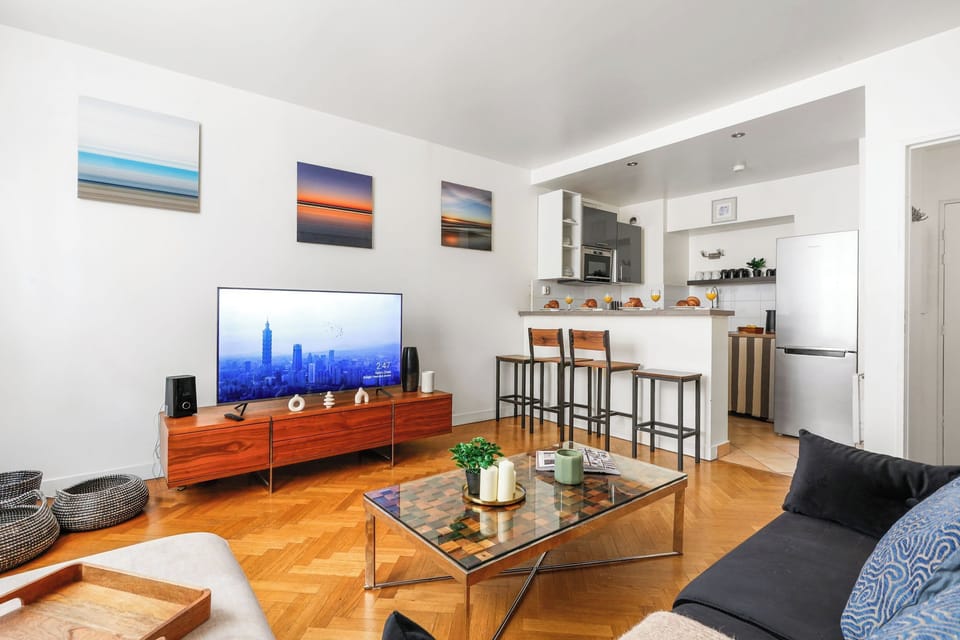 The open-plan living, kitchen and dining area
