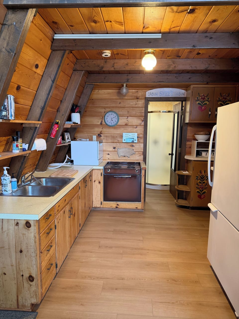 kitchen: stove, fridge, sm dishwasher, toaster, microwave oven and coffee maker