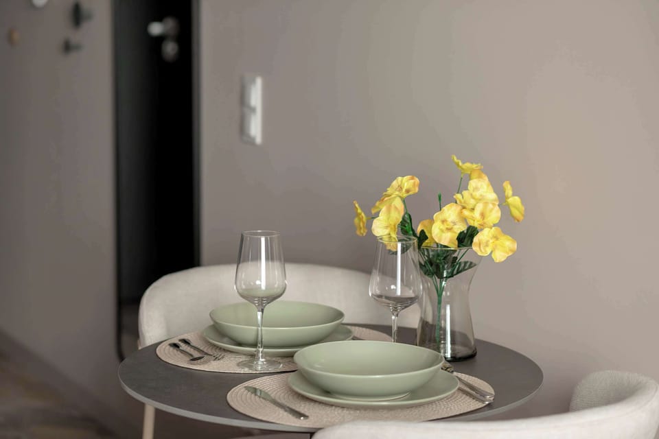 The living area's simple design is both useful and beautiful.