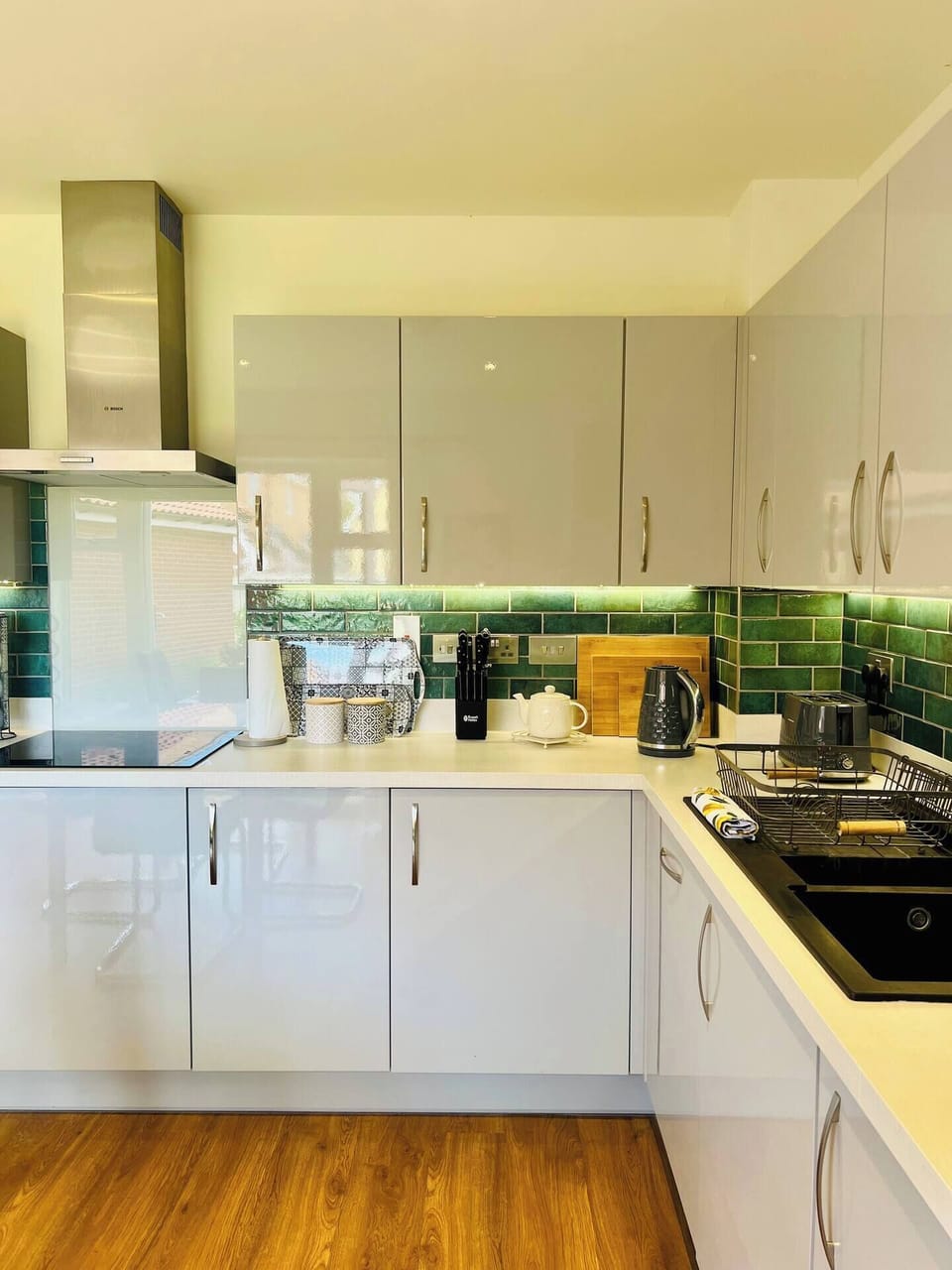 Kitchen with kettle and toaster 