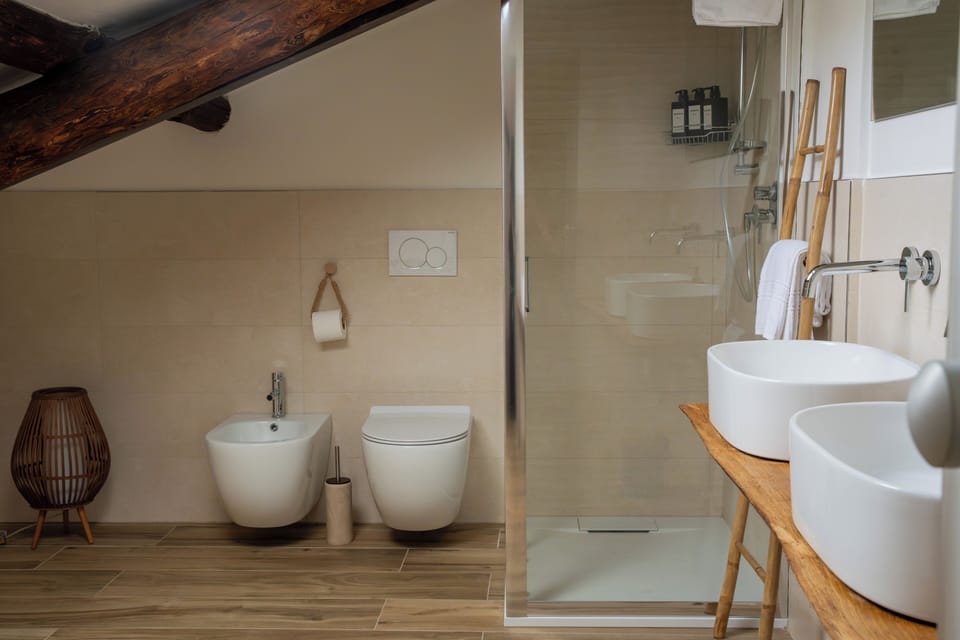 Double Room, Mountain View | Bathroom | Shower, hair dryer, towels, soap