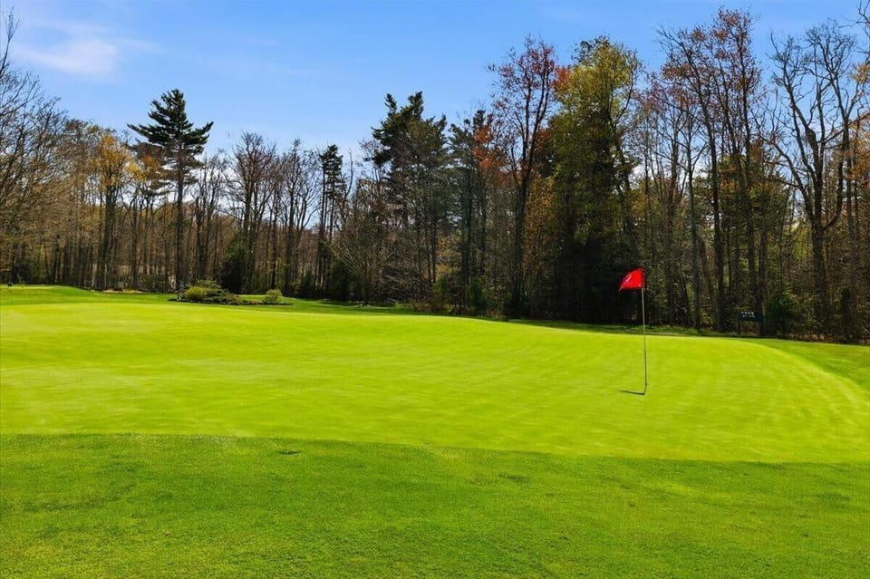 Walk out your back door and you're on the green — the pin is right there, no tee time, no drive.