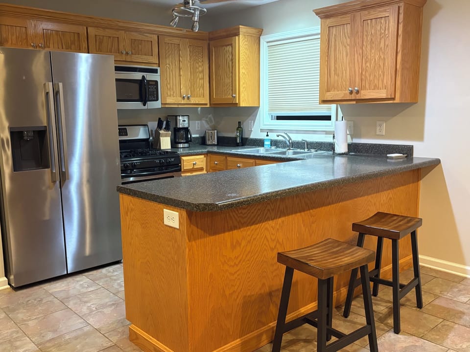 Kitchen with new refrigerator