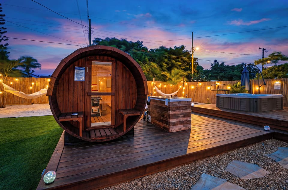 Relax and recharge in the private barrel sauna after a day of exploring South Fl