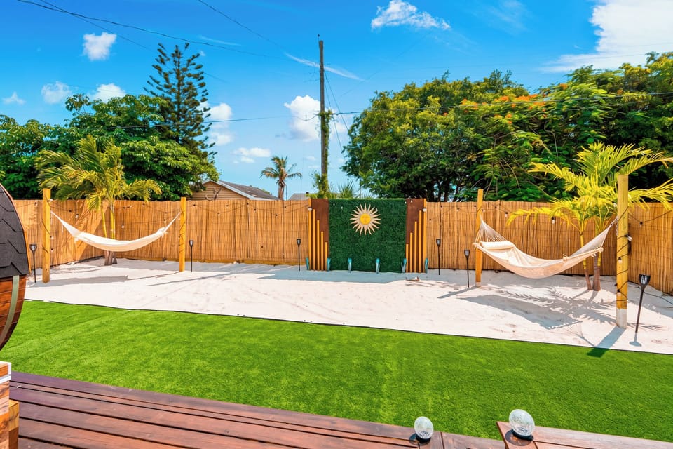 Private sandy hammock area for peaceful afternoons.