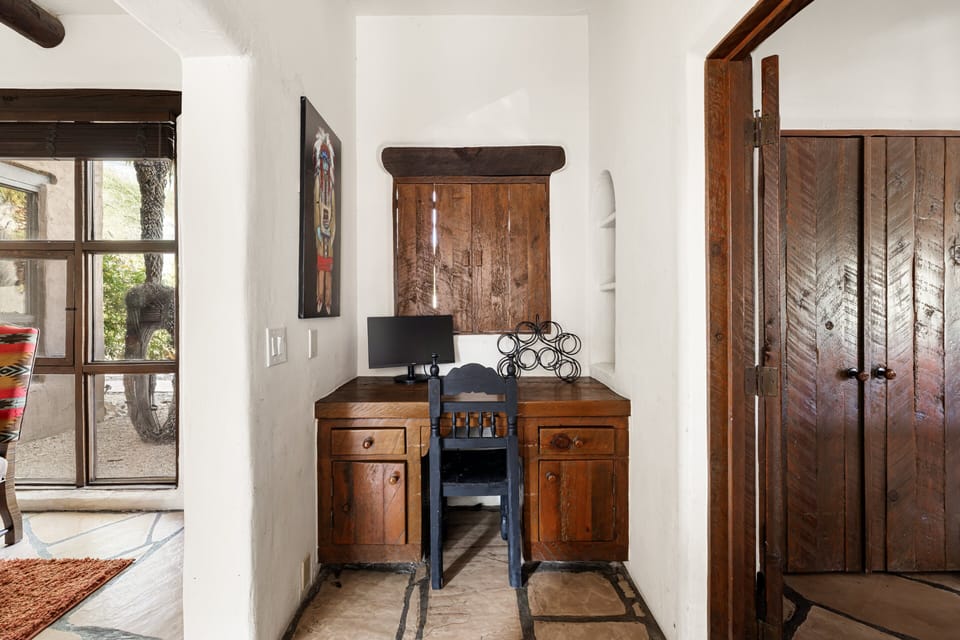 Stay productive with a dedicated workspace offering a quiet spot to catch up on emails or plan your next adventure.