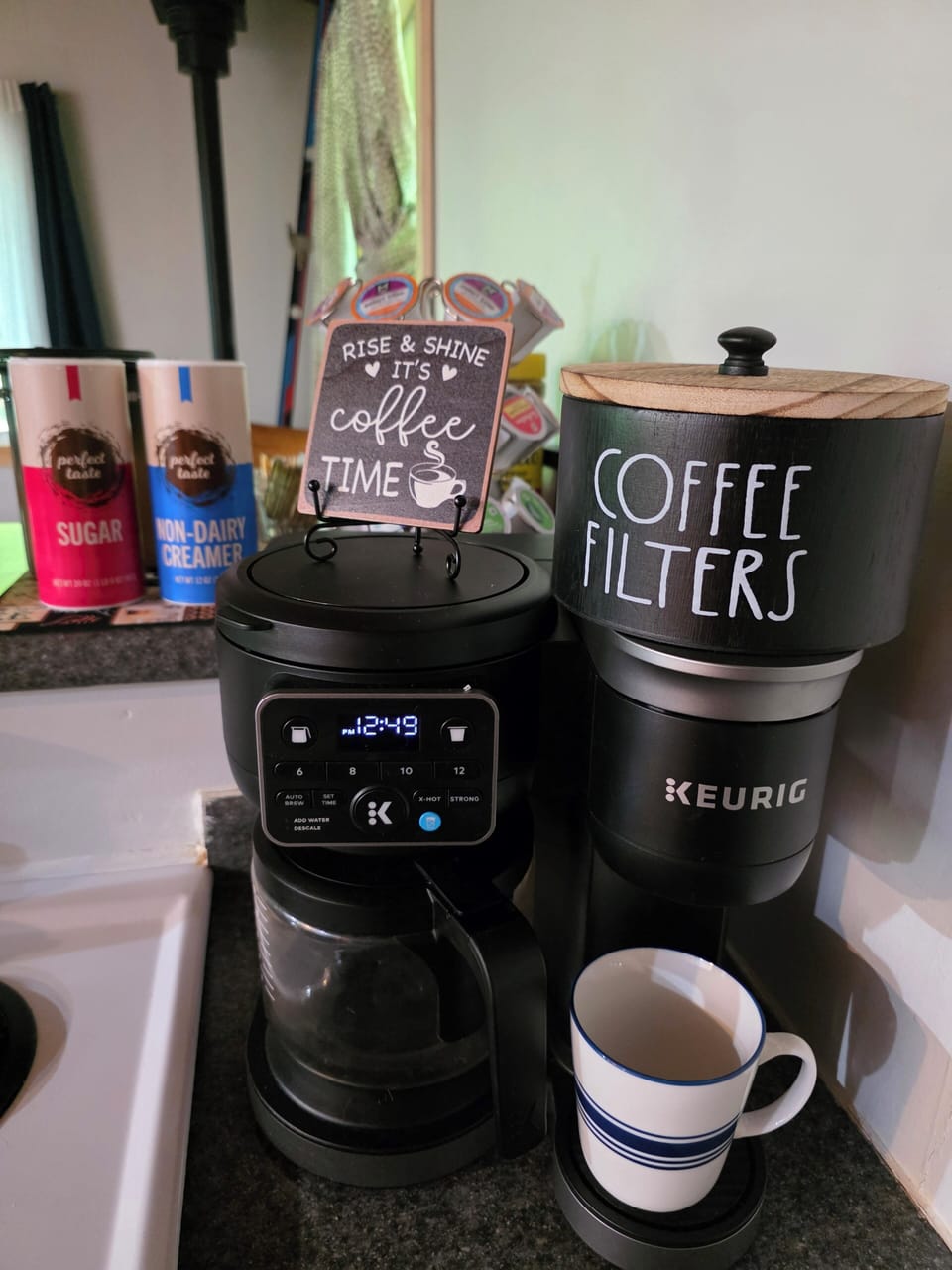 Regular drip coffee maker and Keurig 