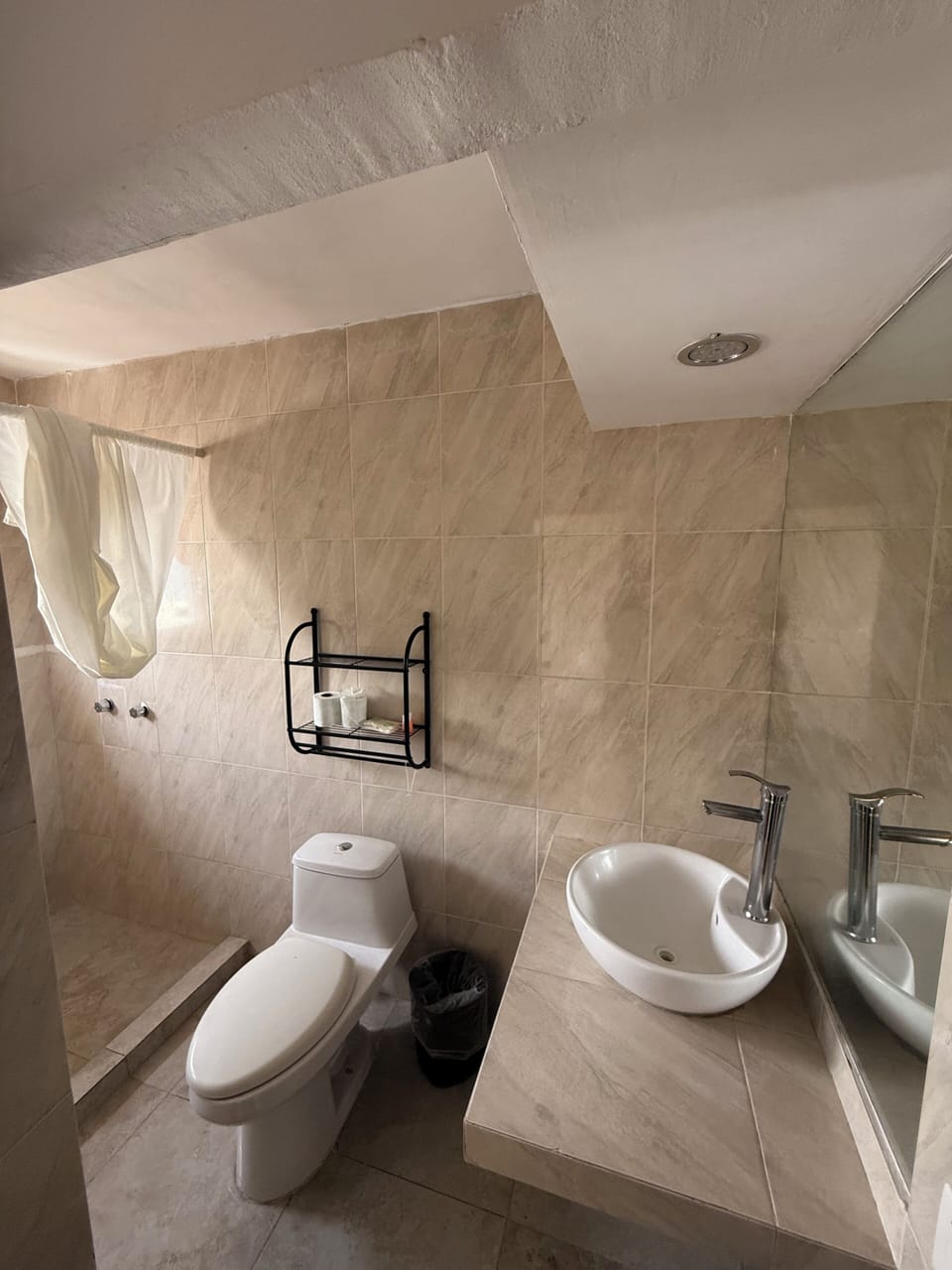 Shower, towels, soap, shampoo