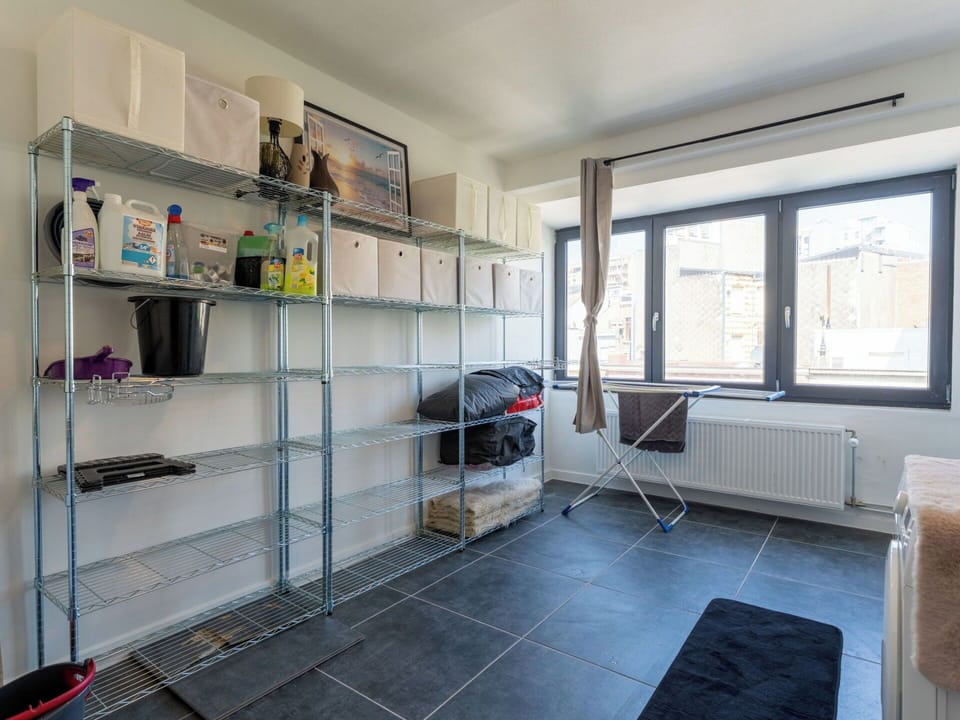 Interior Design, Shelving, Furniture, Flooring, Shelf, Floor, Ceiling, Room, Apartment, Design