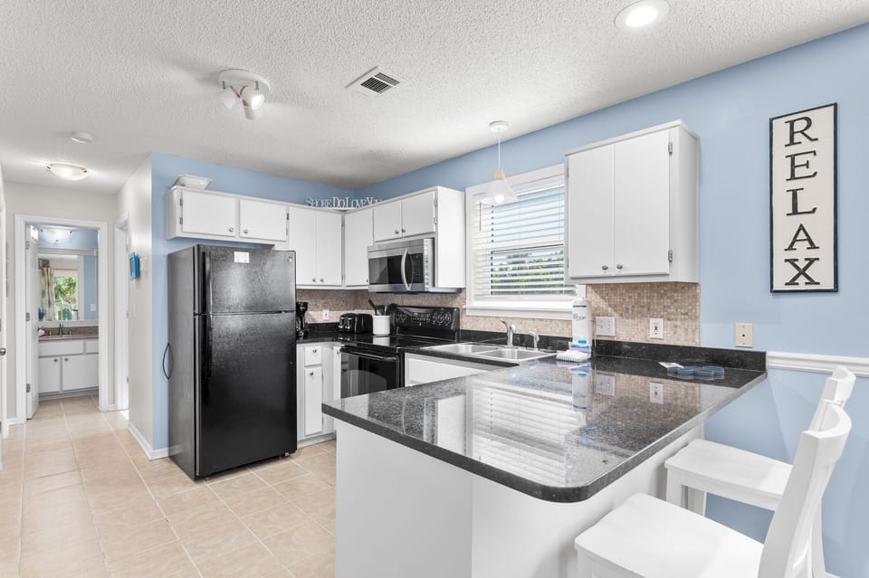 Plenty of counter space for cooking together.