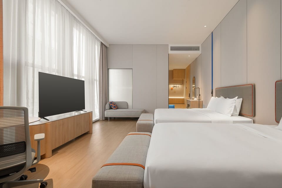 1 King And 1 Double Standard | Down comforters, desk, blackout drapes, soundproofing