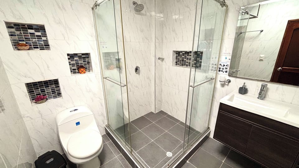 Room | Bathroom | Shower, towels, soap, shampoo