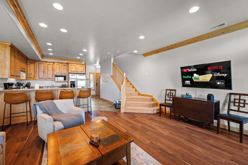 Open-concept design offers plenty of room to relax after a day of adventure.