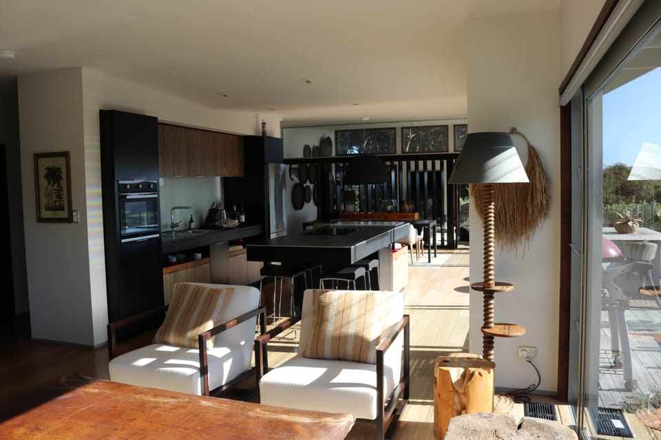 The kitchen is very well equipped with all the modern conveniences of home, including a full refrige