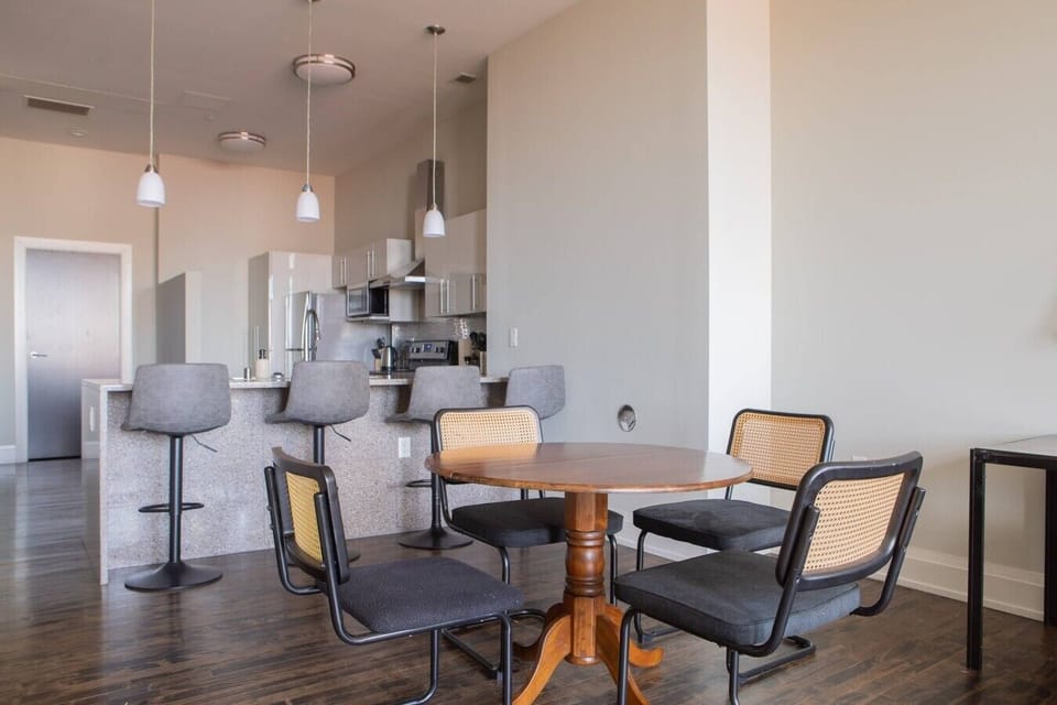 Flexible dining table/workspace - perfect for a morning coffee, a shared meal, or a comfortable spot to catch up on emails