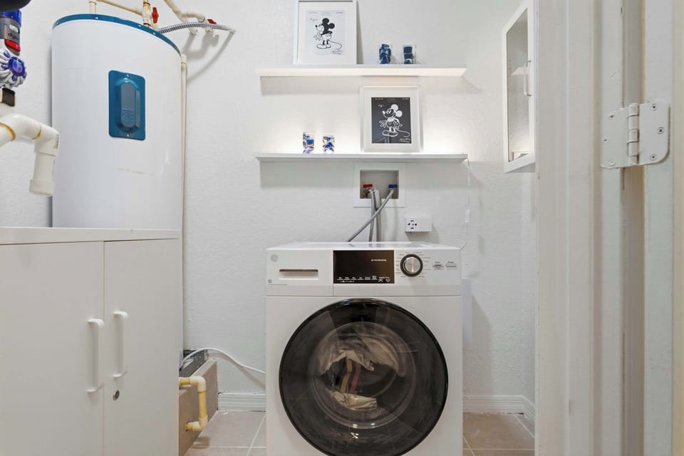 Convenient combo washer and dryer available for guest use
