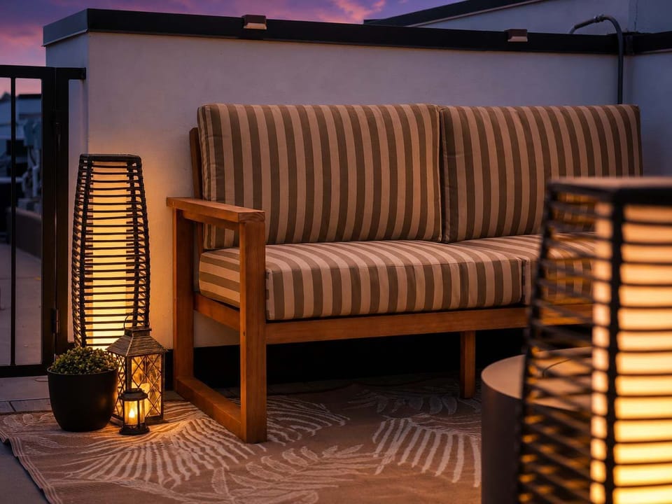 Well decorated seating areas to enjoy by firepit