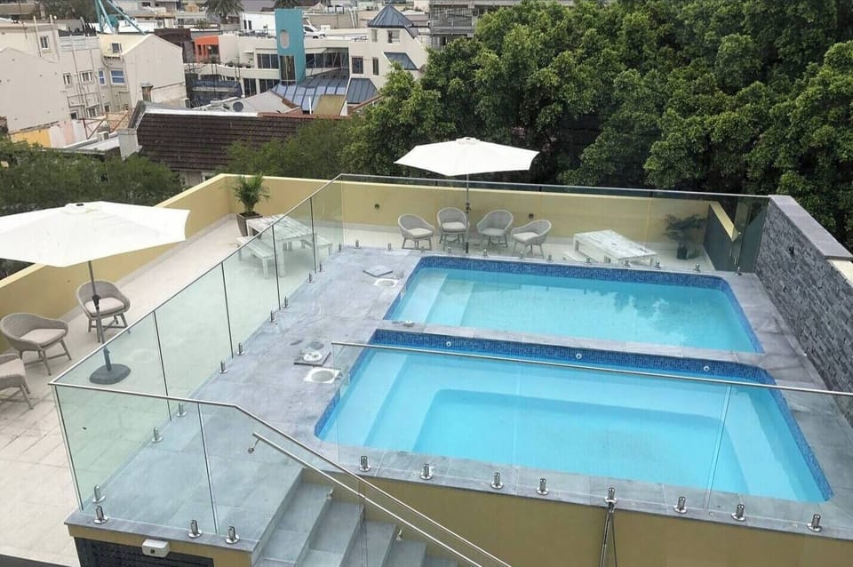 Relax by the swimming pool - guests are welcome.