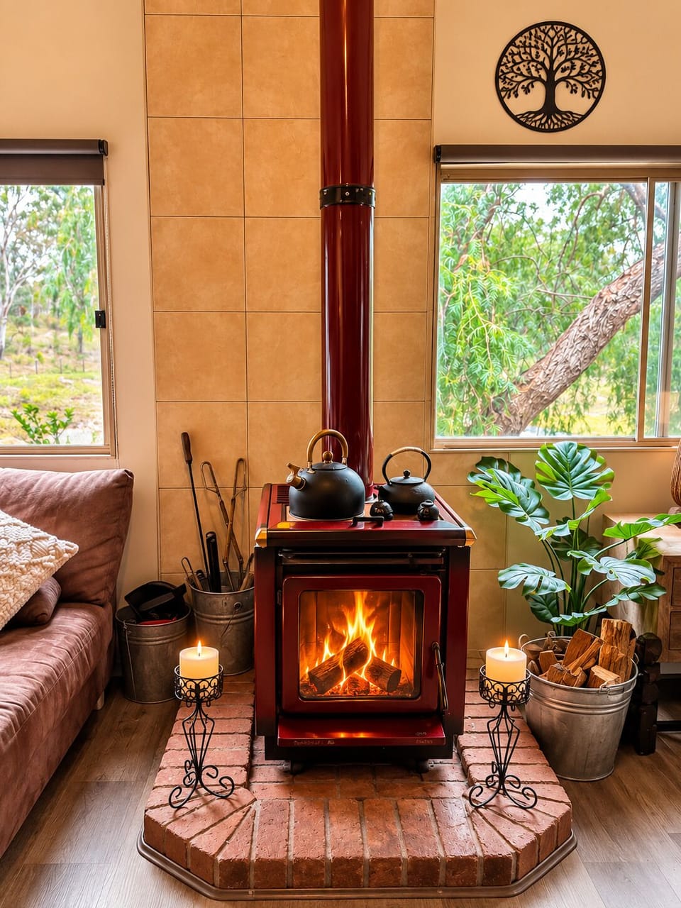Stay cosy by the crackling wood fire with a hot chocolate and unwind in complete comfort