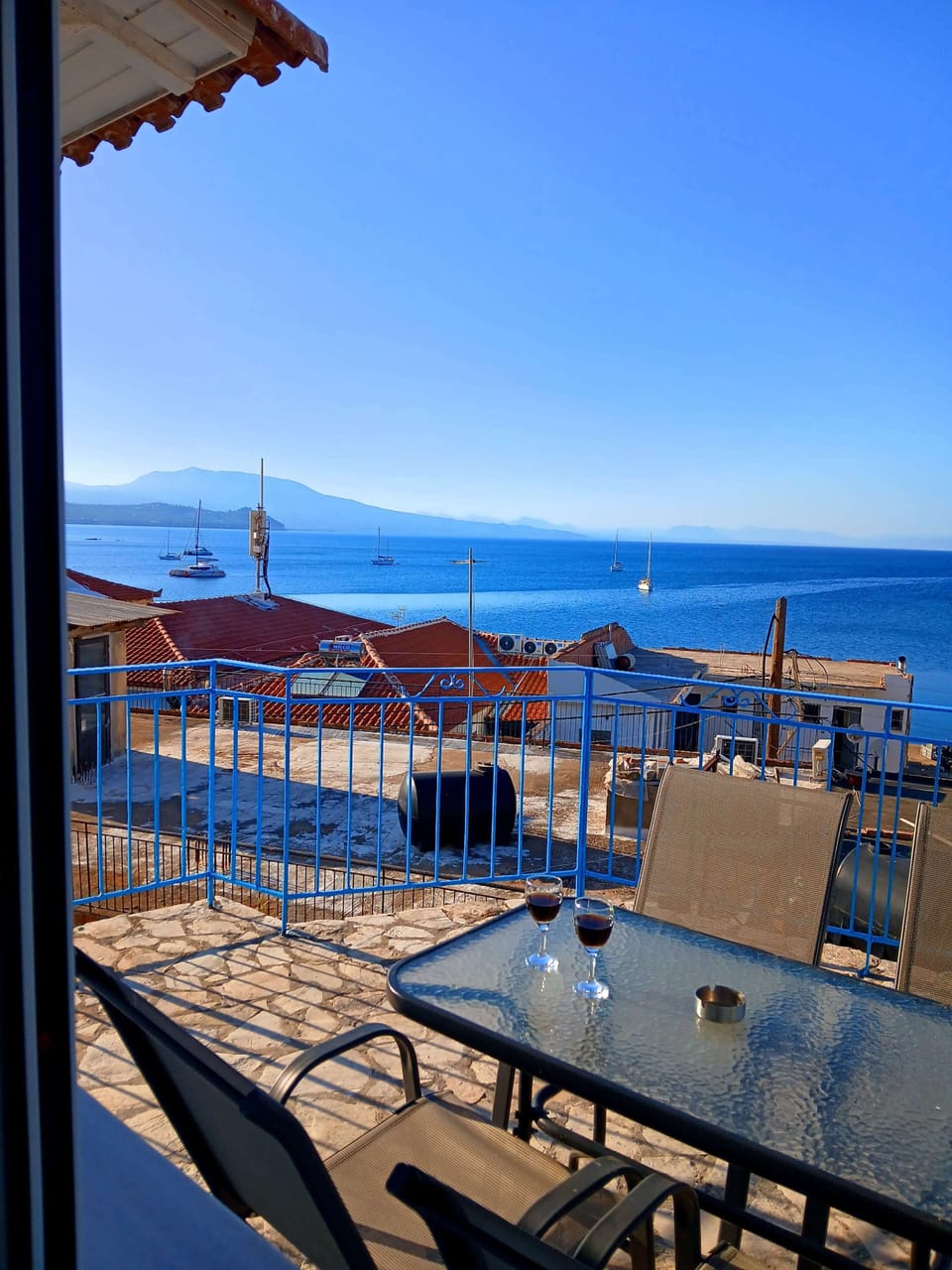 Panoramic View of the bay and Koroni City from the private balcony of the property