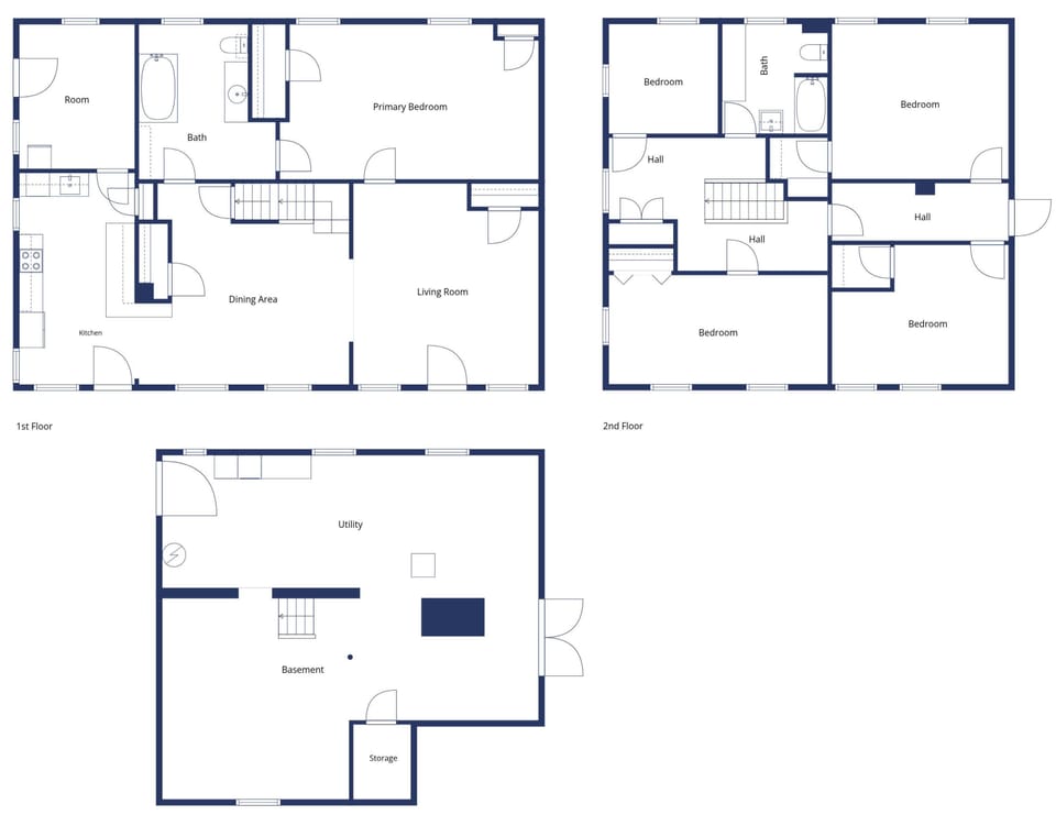 Floor Plan; Basement is utility & laundry only.