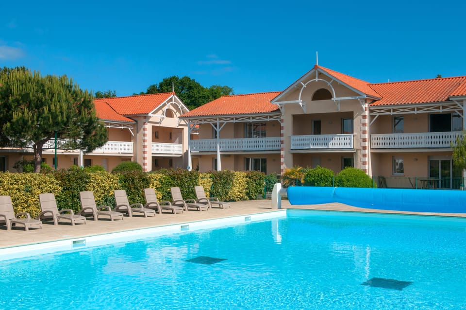 Sun loungers line the 10m x 20m pool — a short walk from 7km of Atlantic sandy beach.