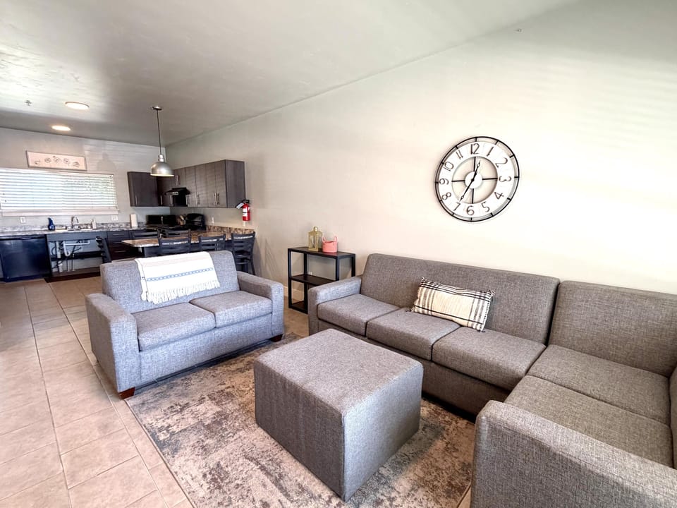 Comfy seating in the living room, plenty of seating for 7+