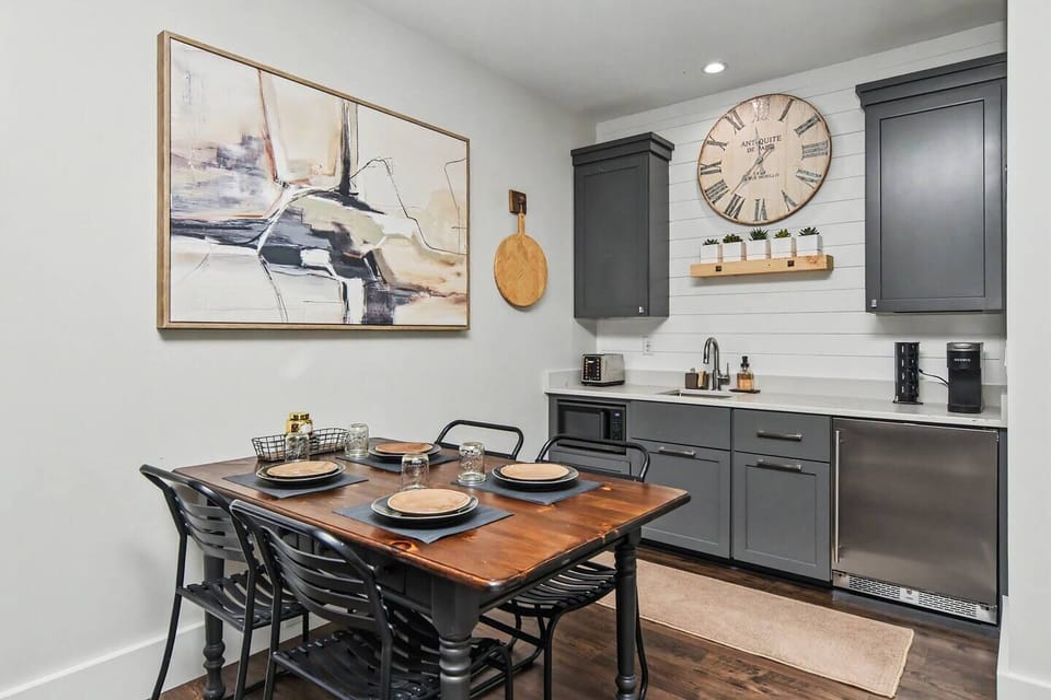 Dining table off kitchenette for sit down meals together