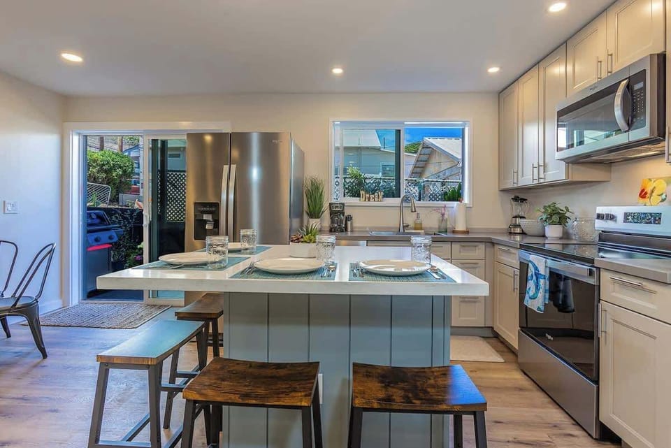 Kitchen Island Can Be Used for Dining, as a Breakfast Buffet or Taco Bar